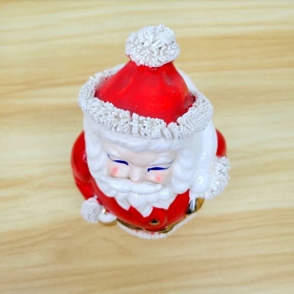 1950's Spaghetti Trim Blue Eyes Santa Claus with Bag of Toys Bank - Picture 9 of 12